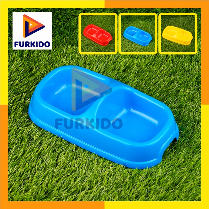 Richu Double Pet Bowl / Mangkok Anjing Kucing Medium (P543)