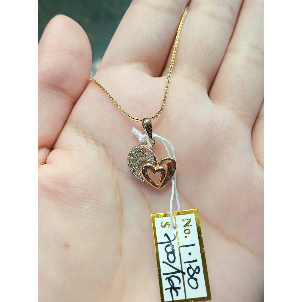 Liontin Pendant Emas Love Zircon Kadar 70% 1.18 Gram (Tanpa Kalung)