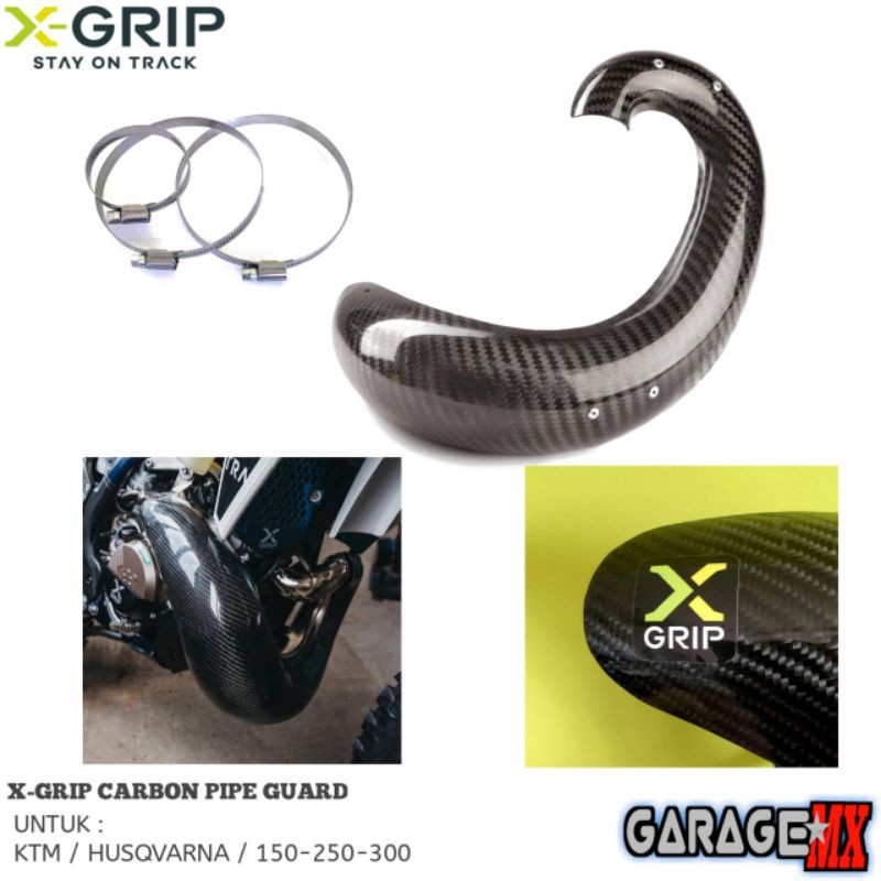 PIPE GUARD CARBON KTM HUSQVARNA XGRIP. PELINDUNG KNALPOT KTM.PELINDUNG KNALPOT HUSQVARNA