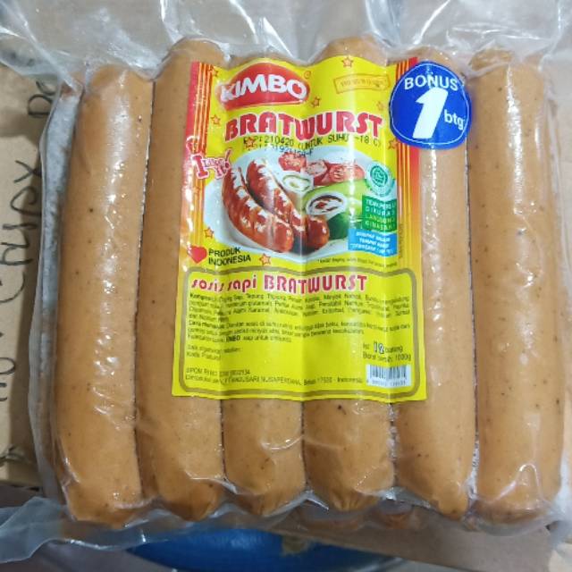 

Kimbo bratwurst sosis sapi bakar 1kg isi 12s