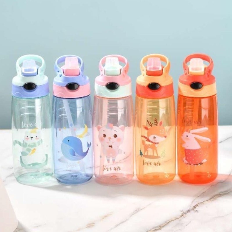 Botol Minum Anak Sedotan Motif Animal BPA Free 480ml