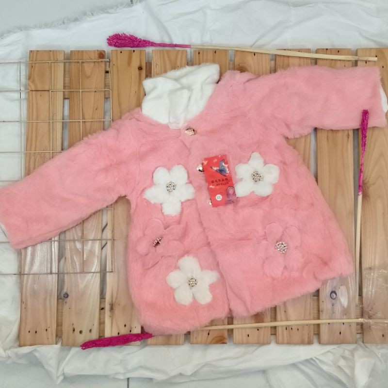 JAKET BULU ANAK PEREMPUAN 2-7 TAHUN | MANTEL BULU ANAK PEREMPUAN MUSIM DINGIN