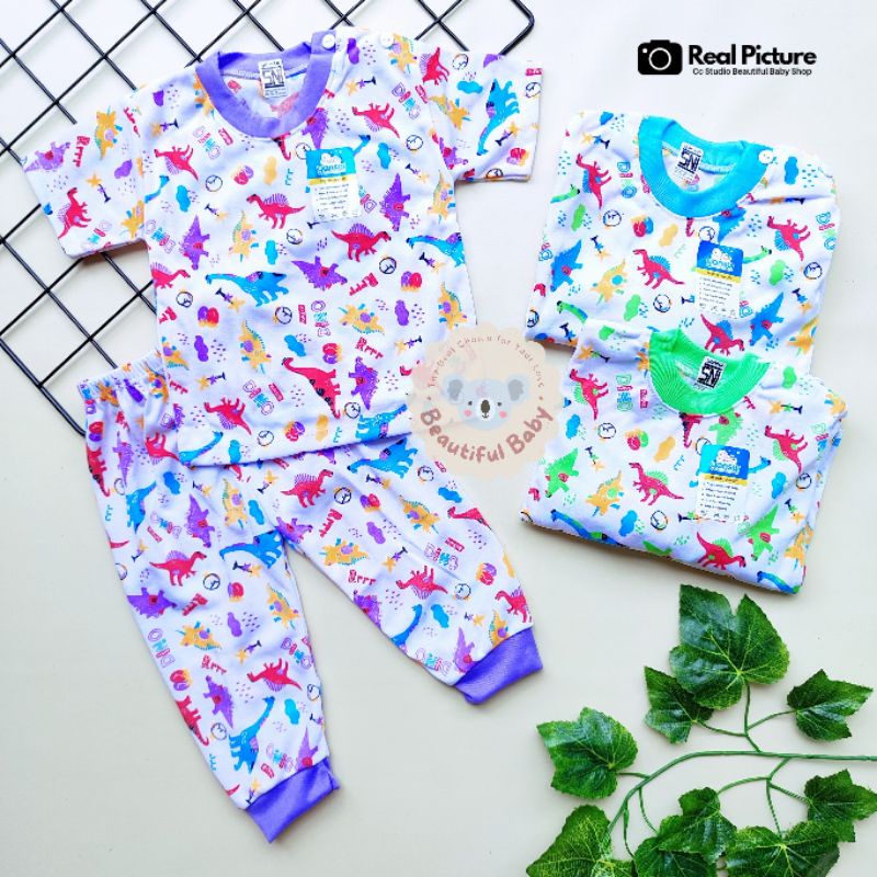 Baby.ou - Setelan Baju Bayi Lengan Panjang Celana Panjang SNI 3-12 Bulan Motif Dinosaurus / Setelan Piyama Bayi Yansur / Baju Bayi Panjang / Baju Tidur Bayi