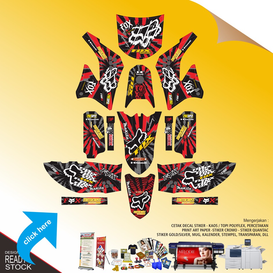 DECAL STICKER MOTOR KAWASAKI KLX PETIR MERAH