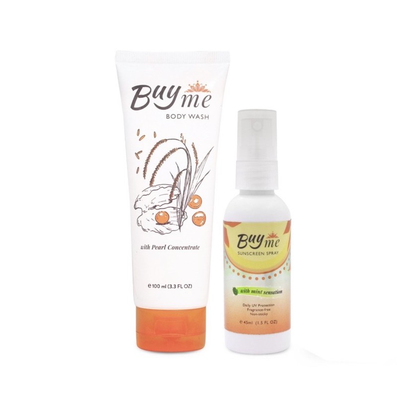 BUY ME BuyMe whitening sunscreen spray Sunblock Tabir surya semprot Buyme BODY WASH MAGIC SCRUB ORI