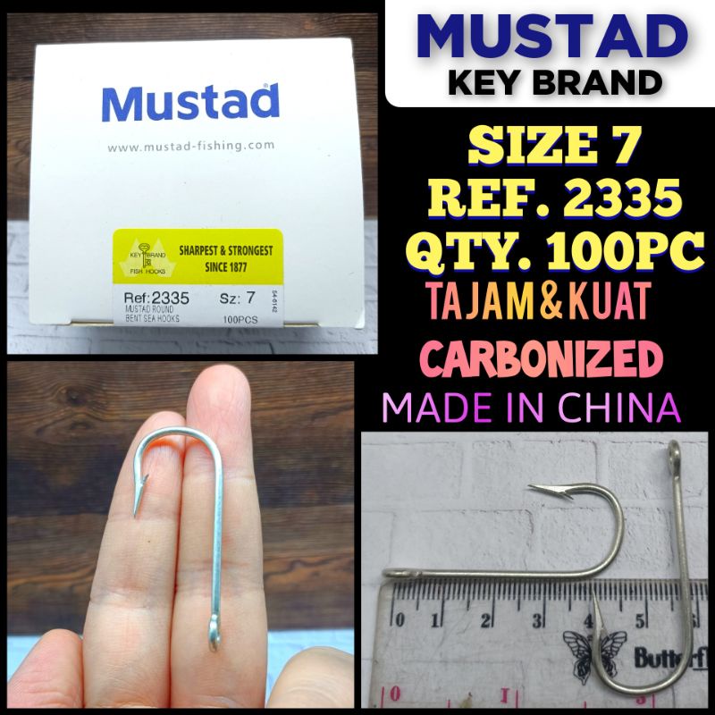 MUSTAD HOOK SIZE 7 REF.2335 QTY.100PC ROUND BENT SEA HOOKS KAIL PANCING CAP KUNCI KAIL KUAT KAIL KAR