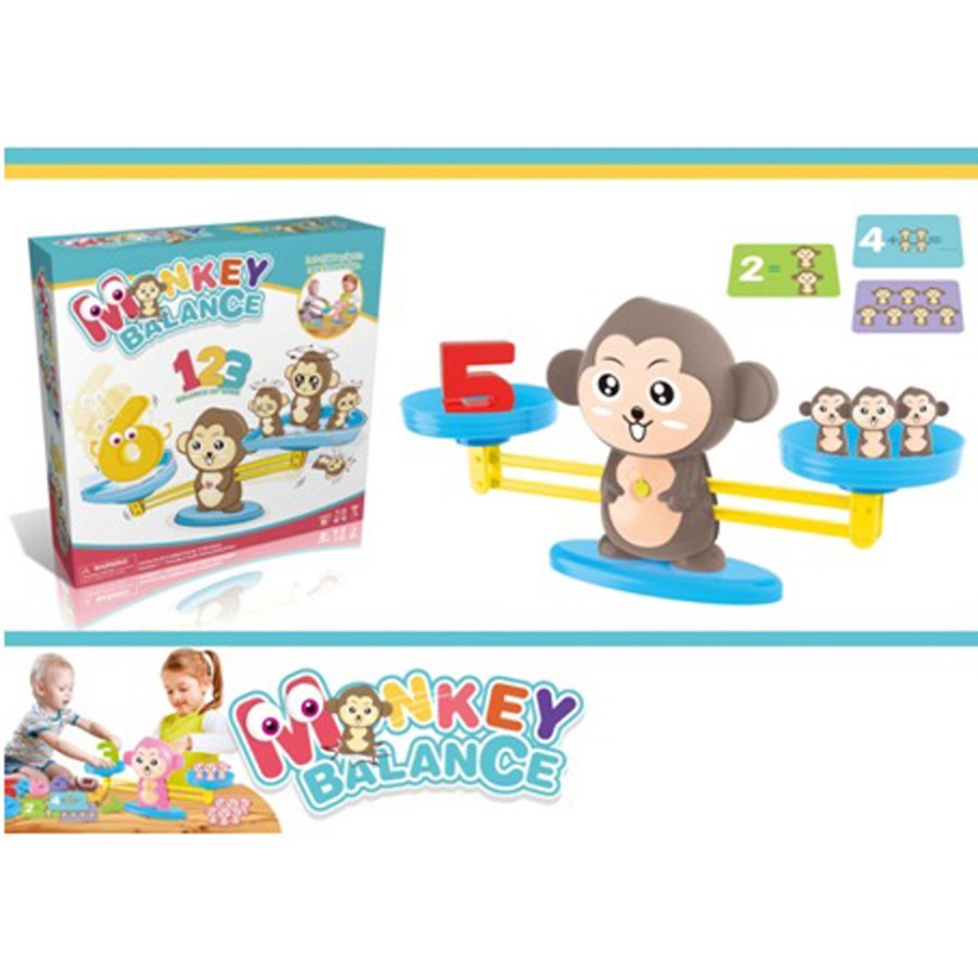 Mainan Edukasi Anak Berhitung Angka Kartu Timbangan Keseimbangan Belajar Matematika Karakter Monyet Lucu Warna Warni Monkey Balance Math  Number