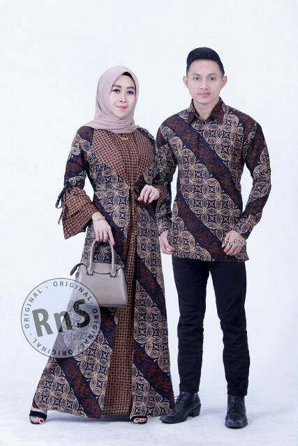 Renada Couple || couple gamis batik kombi brukat  best seller