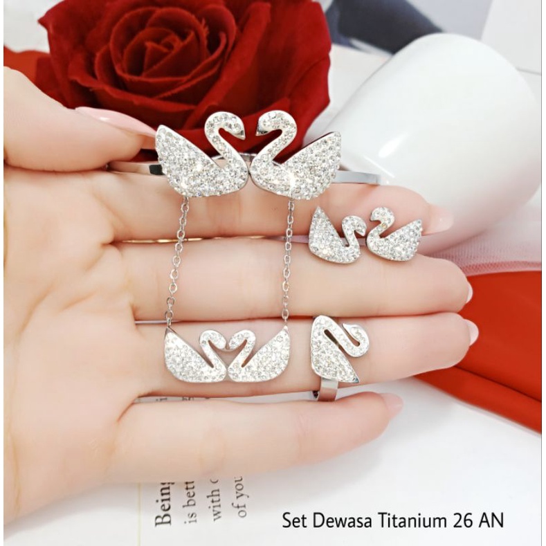 Perhiasan Set Titanium Motif Angsa Set 26 AN