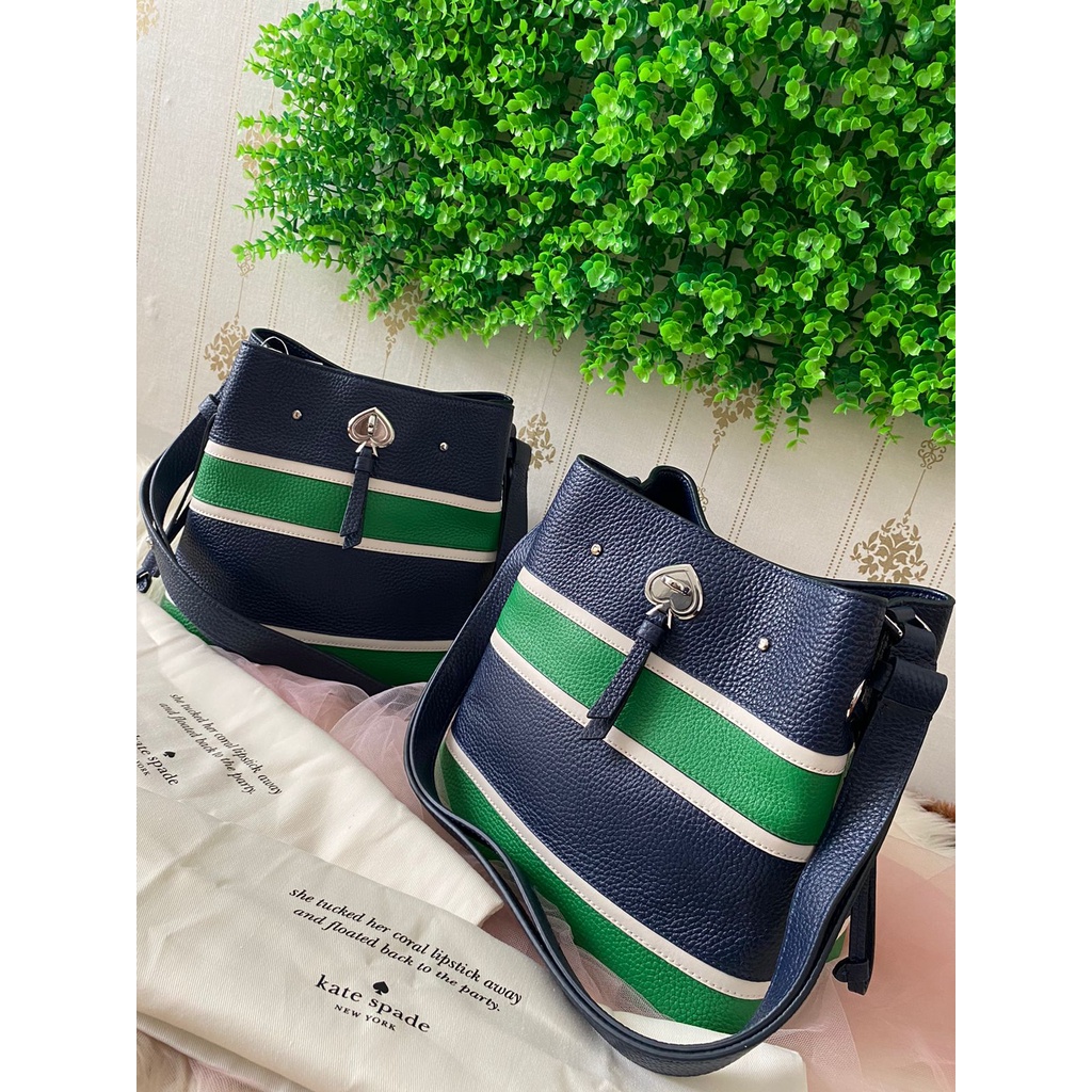 Tas Kate Spade Small Bucket Marti Stripe Applique Multi New Original