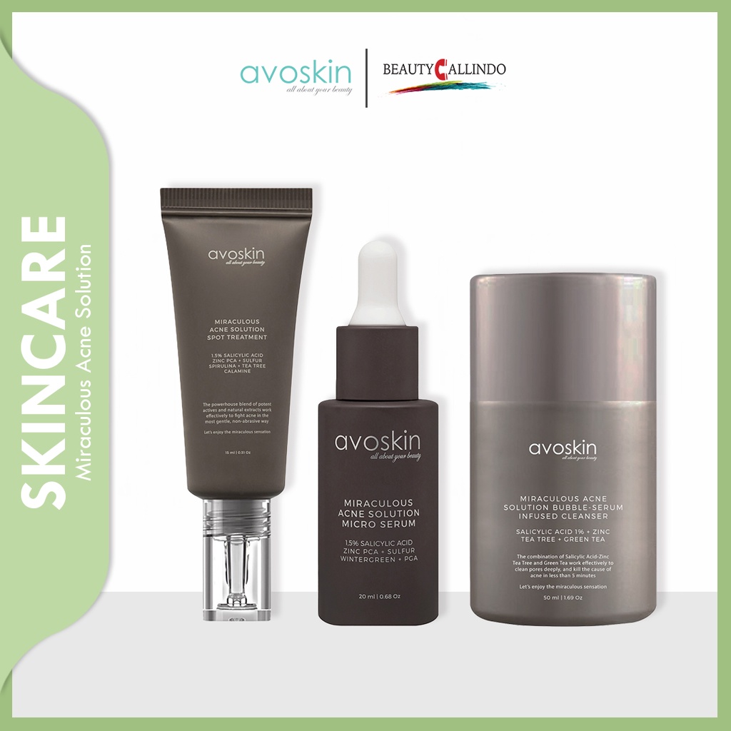 Avoskin Miraculous Acne Solution Series : Bubble Serum Infused Cleanser - Micro Serum - Acne Spot Treatment