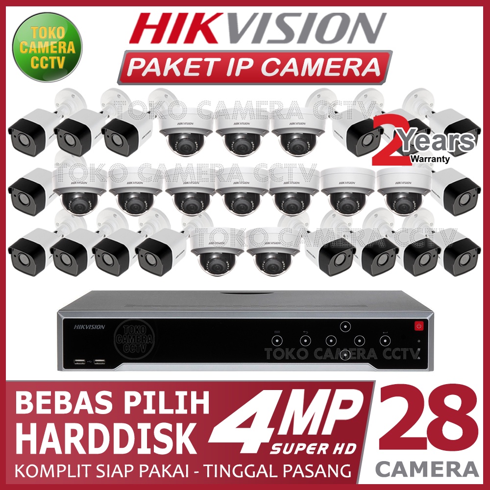 PAKET IP CAMERA HIKVISION 4MP 32 CHANNEL 28 KAMERA