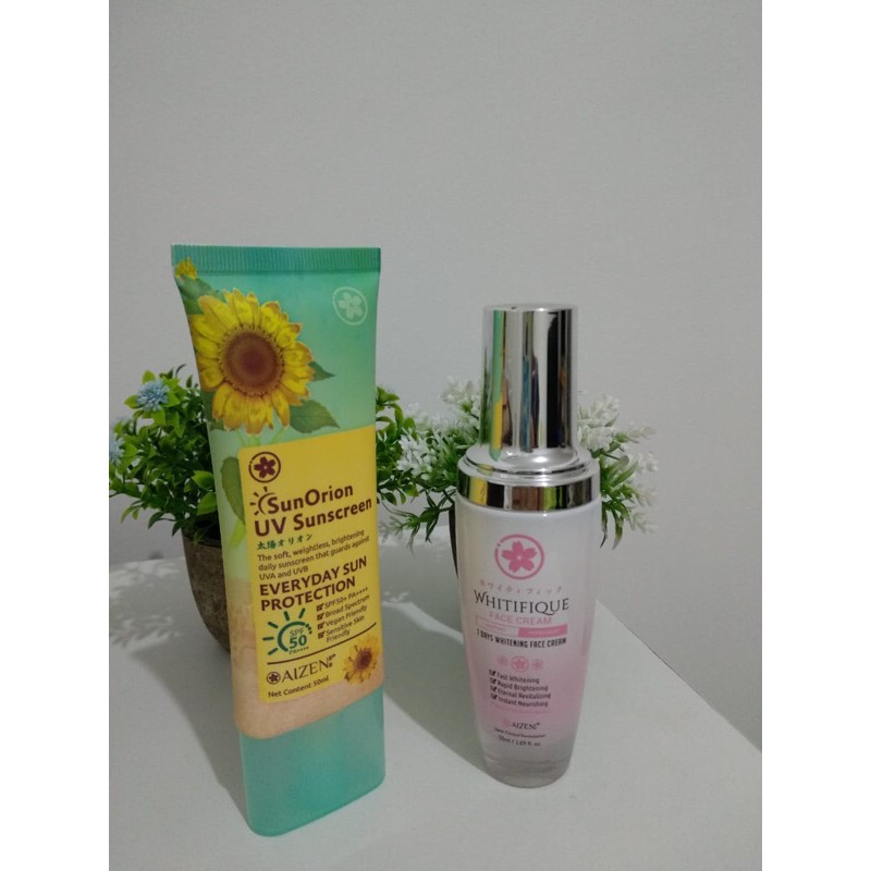 Preloved Aizen Whitifique Face Cream & Sunorion UV Sunscren