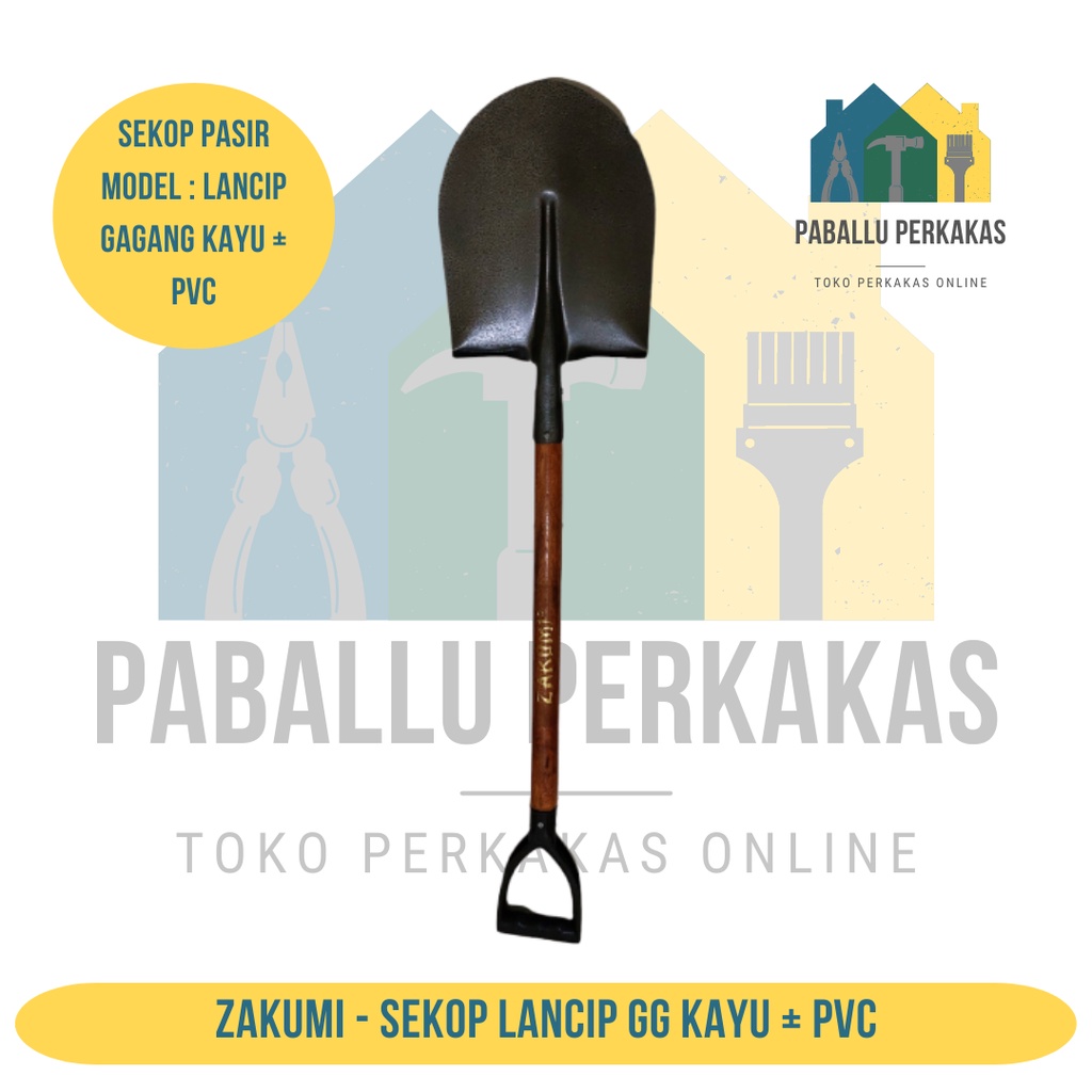 Sekop pasir lancip Gangang Kayu + PVC Zakumi / Skop pasir lancip GG Kayu + PVC Zakumi