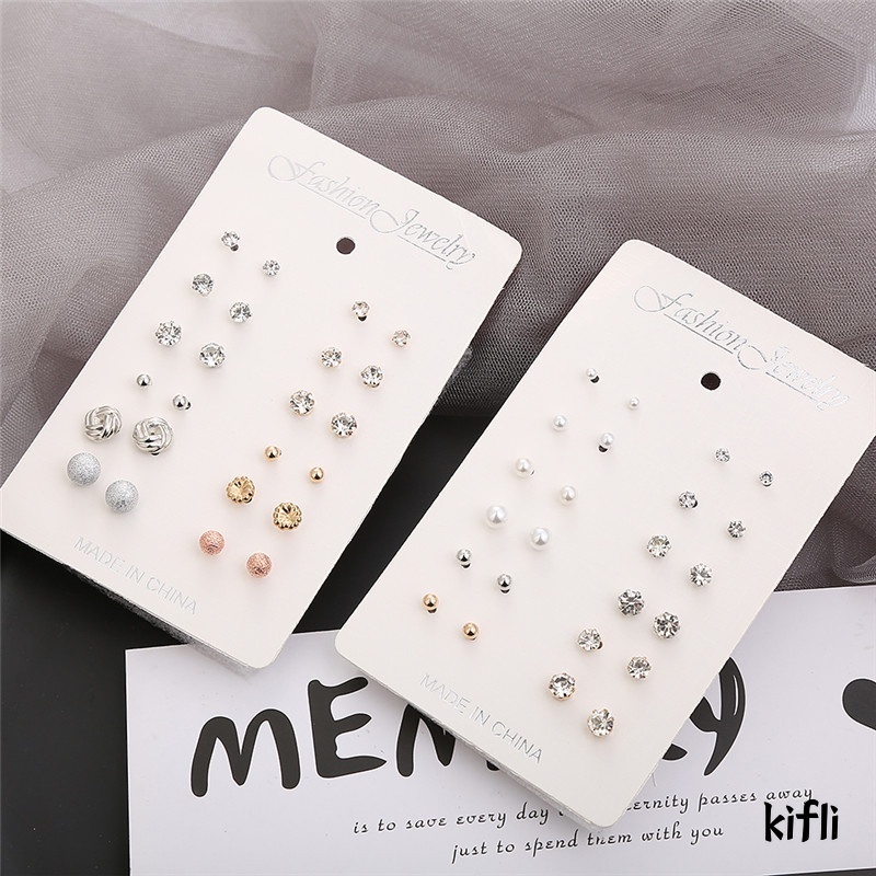 1 Set/mode Anting Set,Wanita Sederhana Paduan Berlian Imitasi Bola Anting-Anting,Wanita Aksesoris,Perhiasan Hadiah