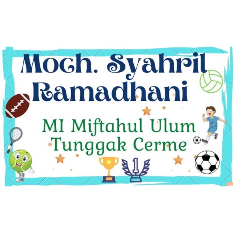 

24 Pcs Sticker Nama Custom Ball Uk. 4x6,5cm