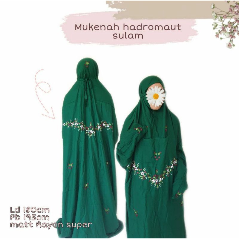 Mukena Terusan Dewasa Rayon Hadromaut Sulam