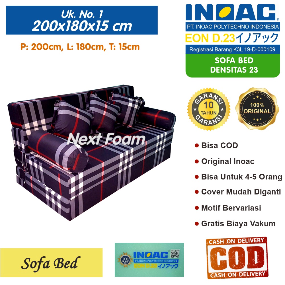 Sofa Bed Inoac Ukuran No 1 200x180x15 Tebal 15 cm EON LG D 23 ORIGINAL INOAC Garansi 10 Tahun