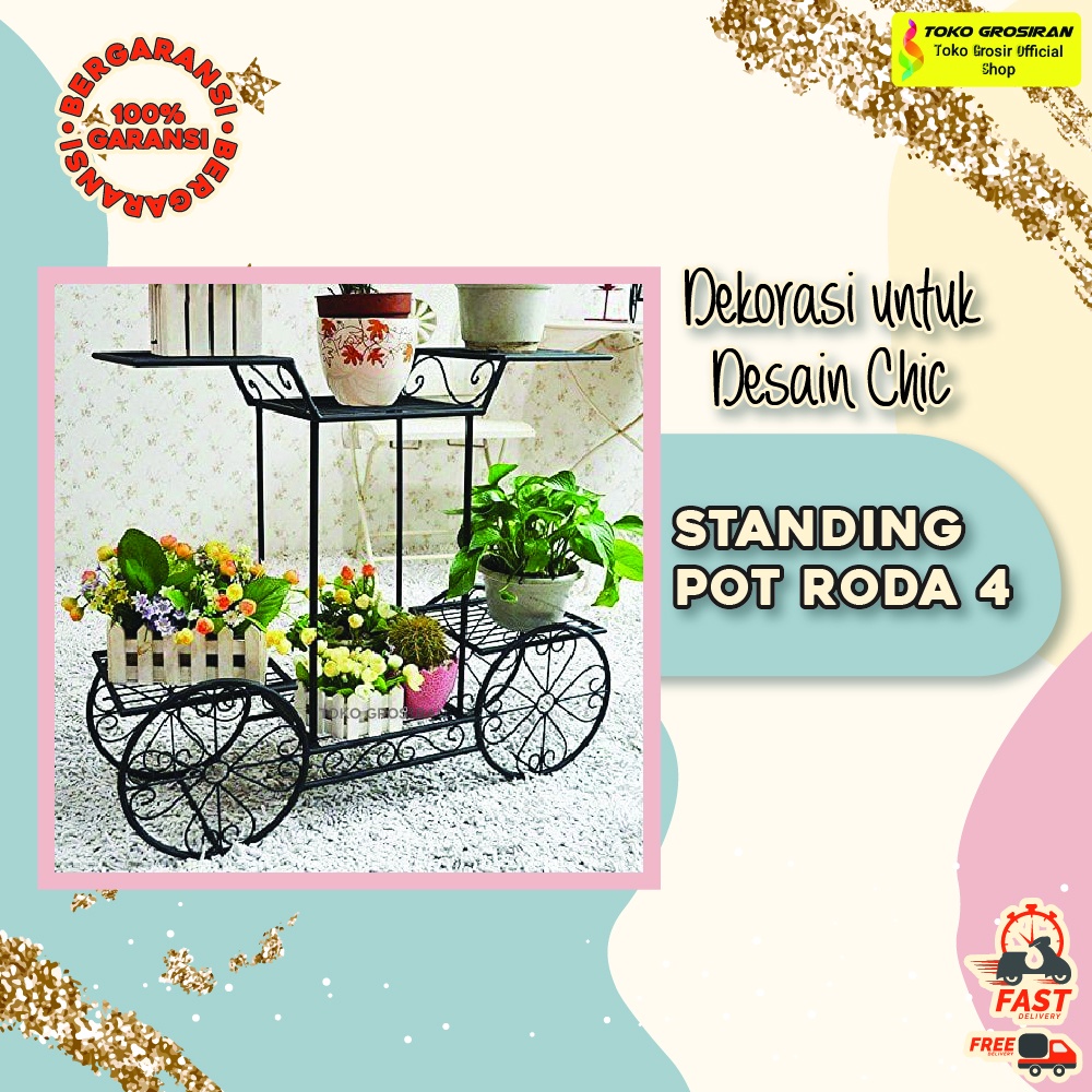 rak bunga rak pot bunga susun rak bunga tanaman hias Standing roda 4