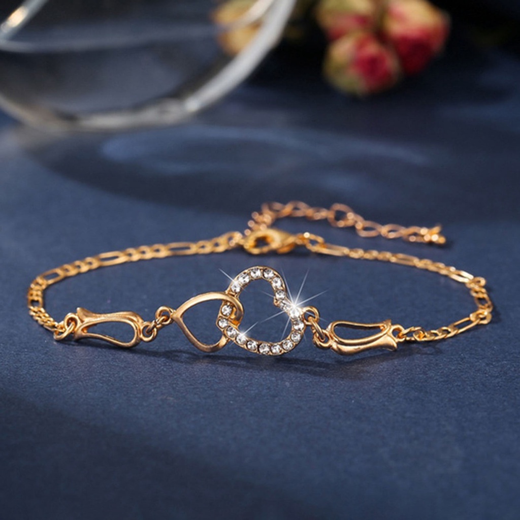 Hu Hu Hu Hu Hu Alat Bantu Pasang Kacamata♡ 1 Set Kalung Gelang Anting Liontin Hati Ganda Model Rongga Untuk Wanita