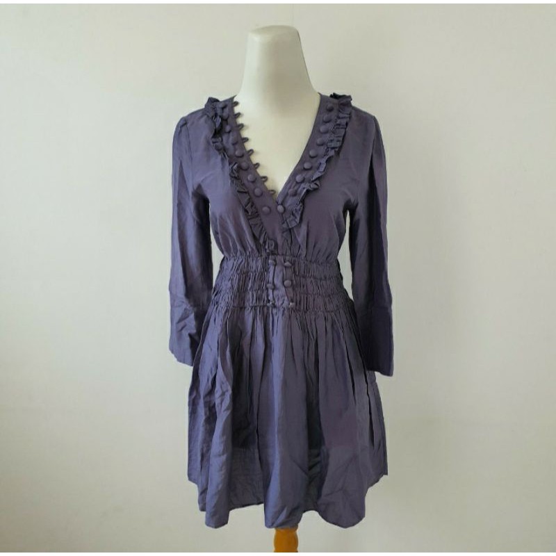 Baju Dress Atasan Panjang Ungu Tua