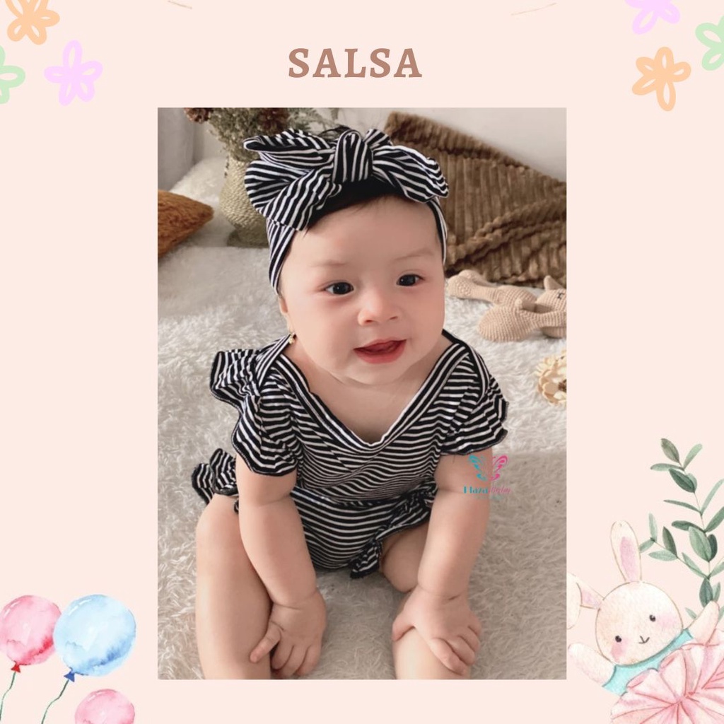 SALE 10.10 Plazababyku MX SALSA setelan bayi motif bunga yang lucu + free headband