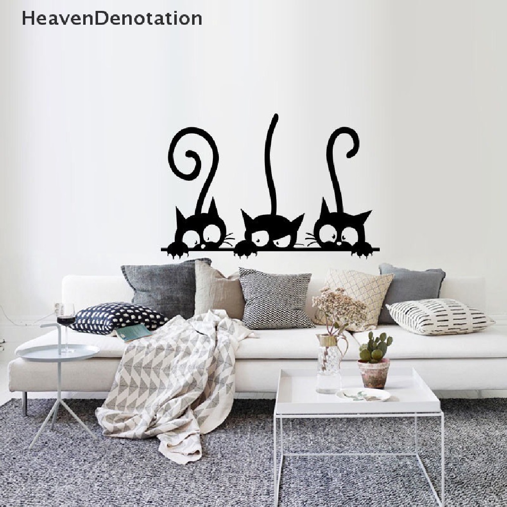 (Heavendenotation) Stiker Dinding Diy Gambar Kucing Hitam Untuk Dekorasi Kamar Anak