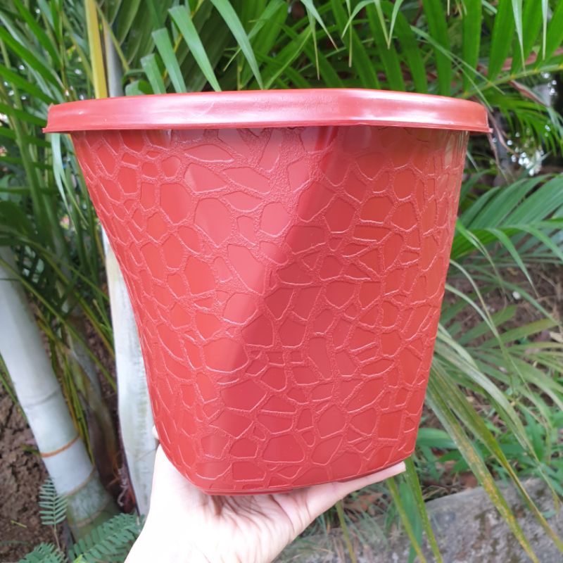 BJP TWISTER 20 : pot bunga unik motif batu coral ukuran 20cm bagus murah