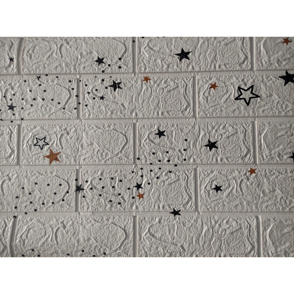 FAYES Wallpaper Dinding Foam 3D 70 x 39 CM Motif Unik Waterproof / walpaper dinding U96 / U137 / U138 / U139-U138 MOON STAR
