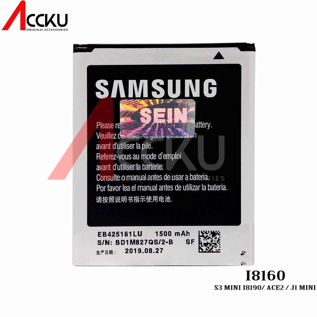 BATTERY SAMSUNG GALAXY S3 MINI /GALAXY  ACE 2/ J1 MINI / BATERAI SAMSUNG I8160 EB425161LU ORI 99