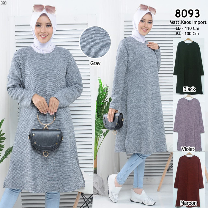 Berkualitas Tunik Original / Long Tunik / Tunik Kaos Import / Tunik Muslim Wanita - Hitam
