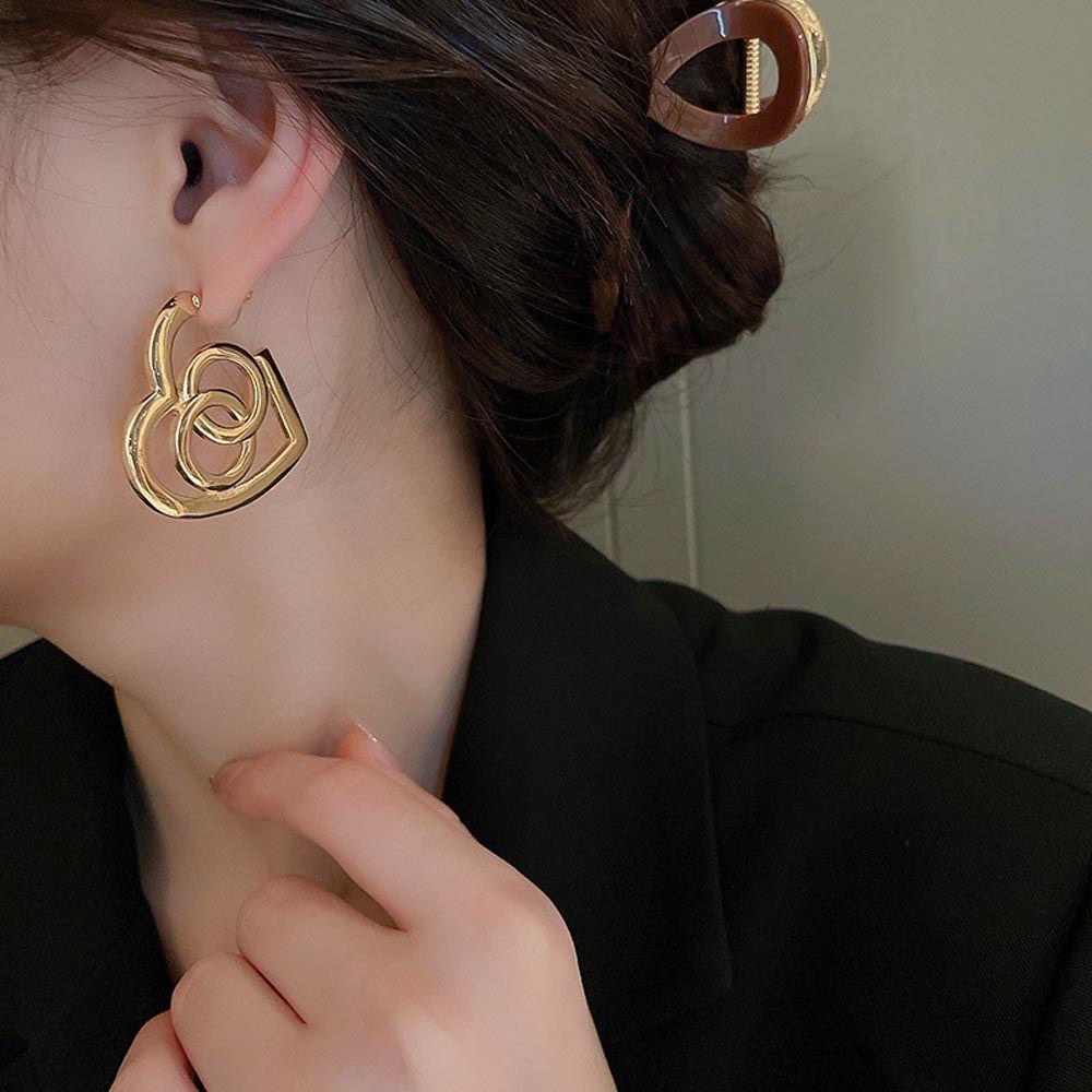 [Elegan] Wanita Menjuntai Anting Trendi Hati Manis Untuk Gadis Temperamen Drop Earrings