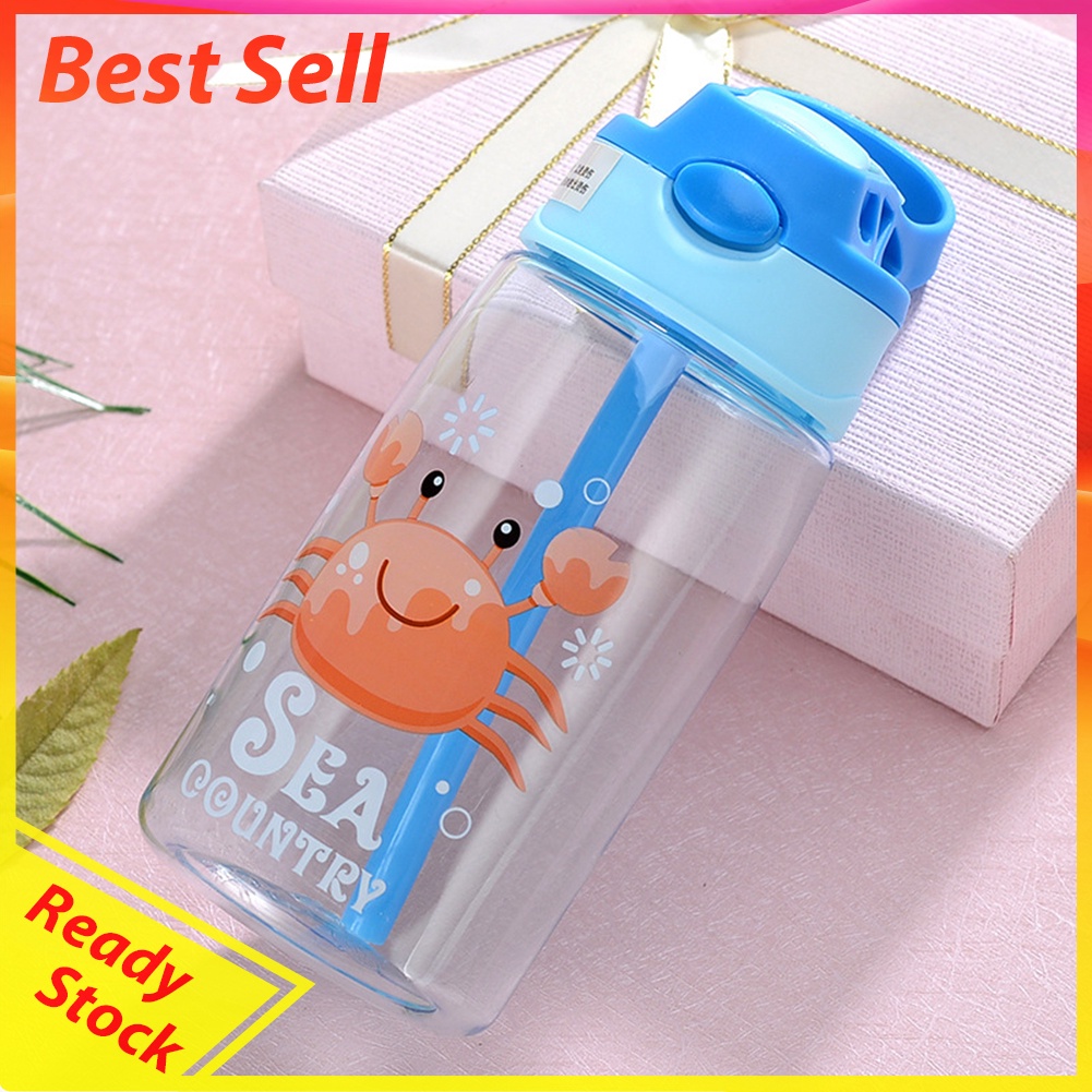 480ml Children Portable Cartoon Kettle w/ Leak-Proof Straw Sports Sippy Cup