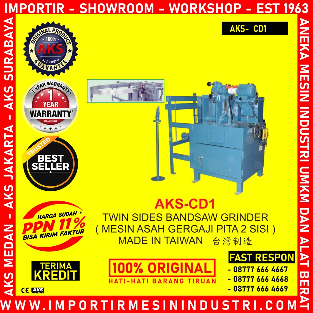 Mesin Asah Gergaji Pita 2 sisi Twin Sides Bandasaw Grinder - CD1