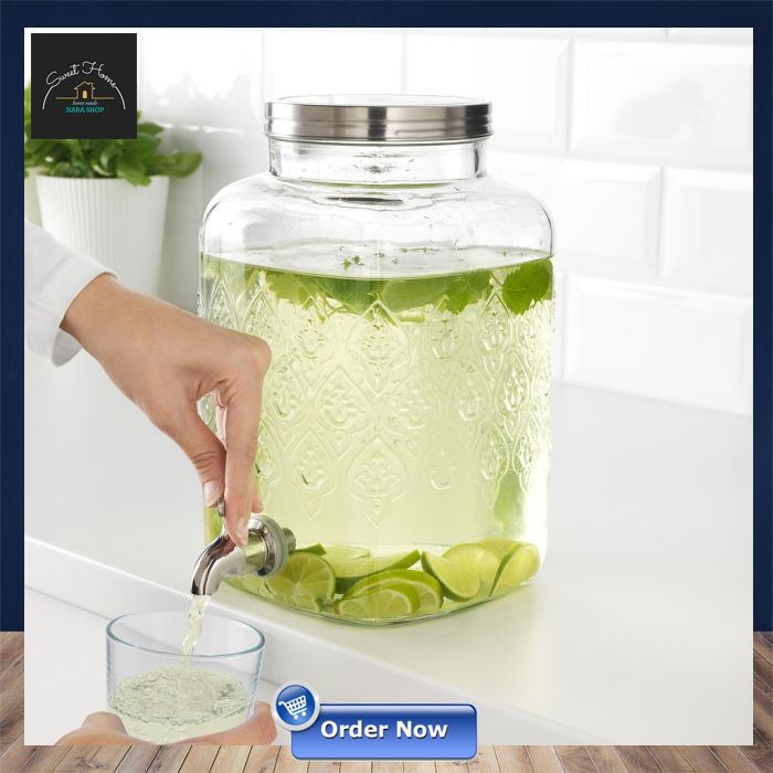 FORFRISKNING Wadah / Dispenser Air Minum dengan Keran, 5.5 L Dispenser Kaca IK 367