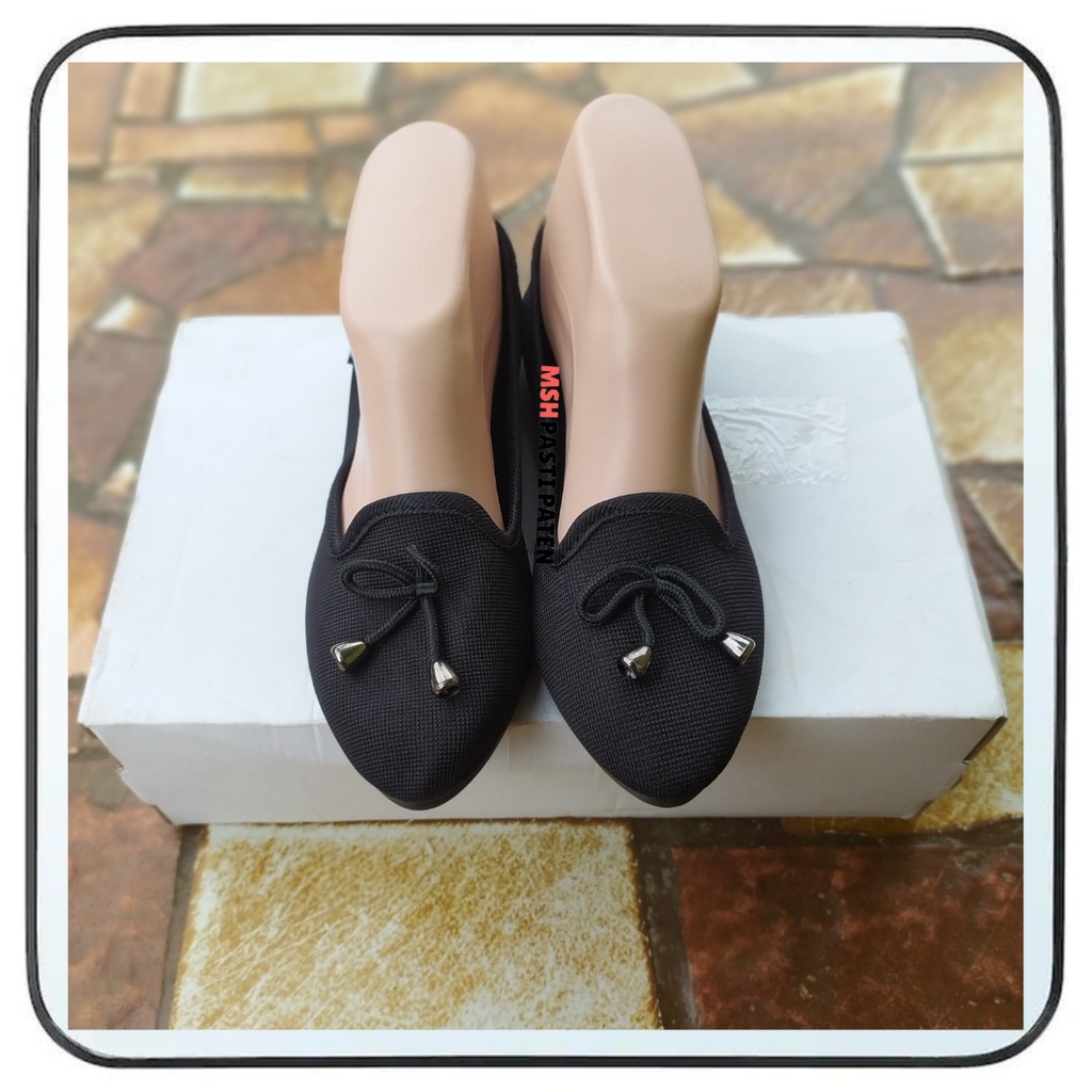 COLIN-Sepatu hitam wanita flatshoes balet bahan kanvas nyaman dipakai original BX6100-H