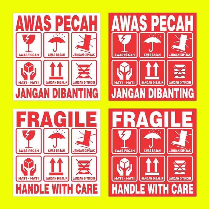 

Stiker label fragile / awas pecah belah / jangan diinjak/ jangan dibanting / sticker fragile merah