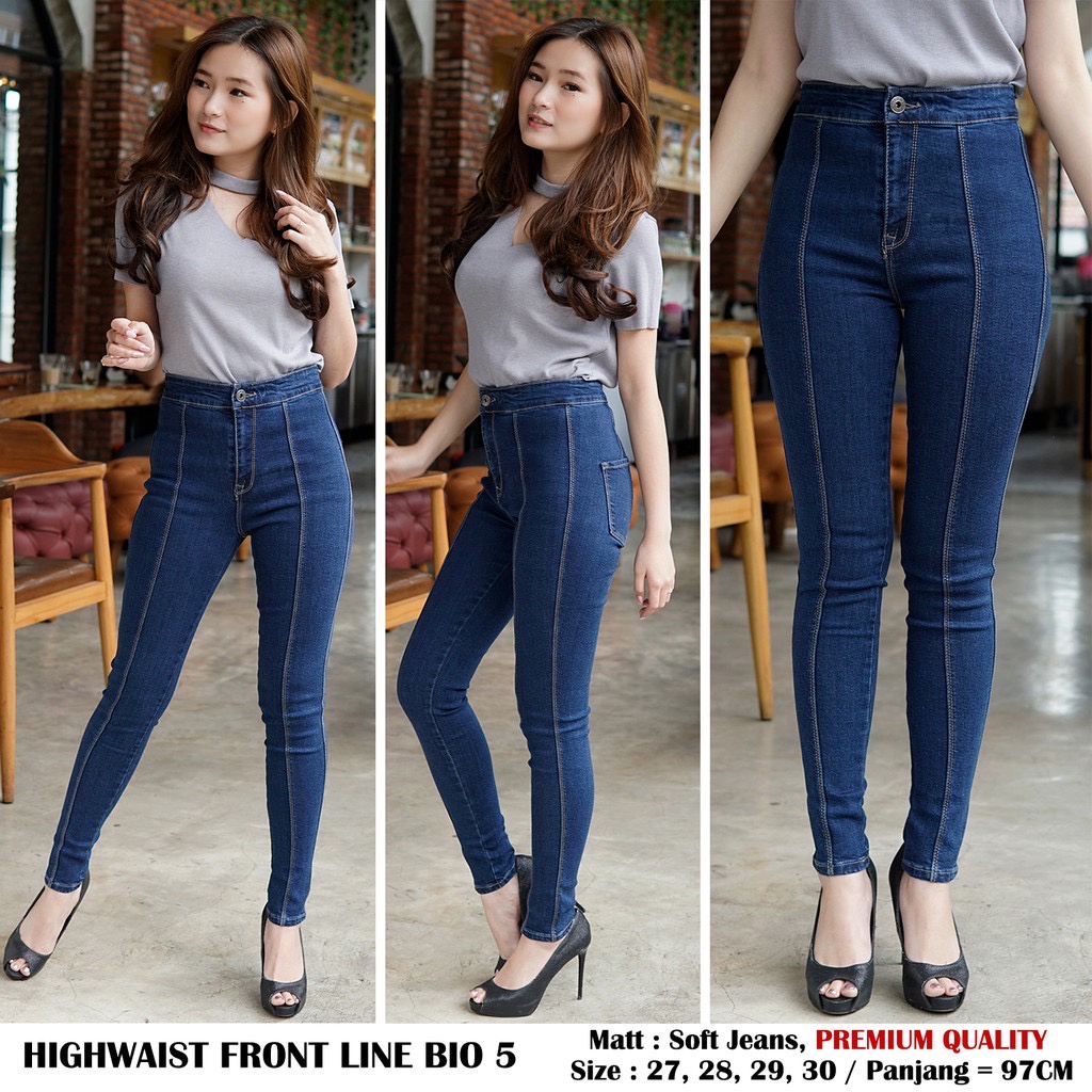 HW TULANG SNOW / HW FRONT LINE / HIGHWAIST JEANS WANITA