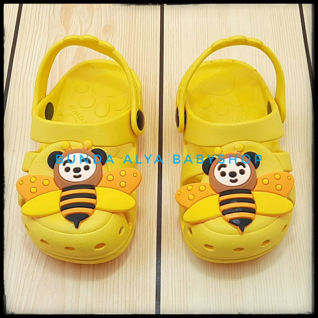 Sandal Anak Laki Karet Usia 2 3 4 Tahun KUNING BEE - Sendal Anak Cowok Cewek Karet Anti Licin Size 25 - 29 Motif Lebah