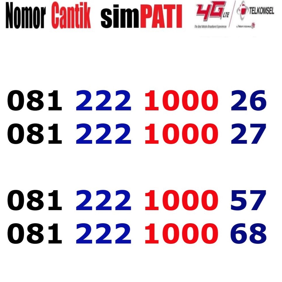 NOMOR CANTIK TELKOMSEL SIMPATI 4G 1000 68