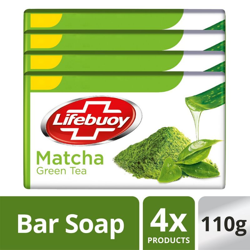 Lifebuoy Sabun Mandi Batang Bar Soap Matcha green Tea 110gr (4 Pcs)