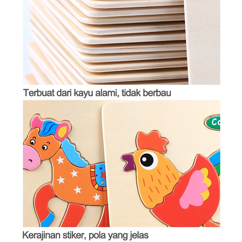 Puzzle kayu/Puzzle kayu mainan edukasi/Mainan anak/Mainan Puzzle Kayu Anak 3D Mainan Edukasi Puzzel Kayu Jigsaw Edukatif Lucu Murah Wooden Toys  L12