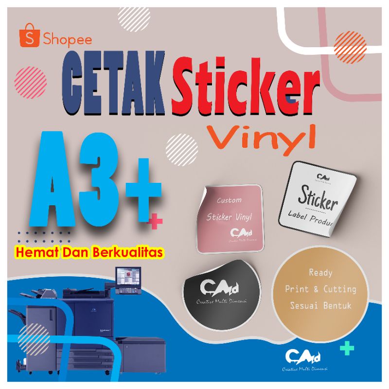 

Cetak Sticker Vinyl A3+ Print & Cut + laminating | Custom label Kemasan produk, Tahan Air & tidak luntur