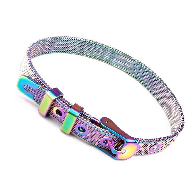 ✅COD Titanium gelang wanita haute couture emas renda rantai gelang trendi pasir dekorasi stainless steel gelang LV Q23-Gelang pelangi