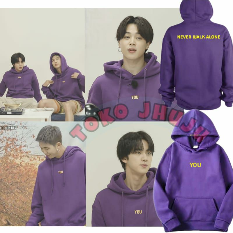 Hoodie Jumper BTS Made by Jimin You Never Walk Alone Seven with you sablon kuning