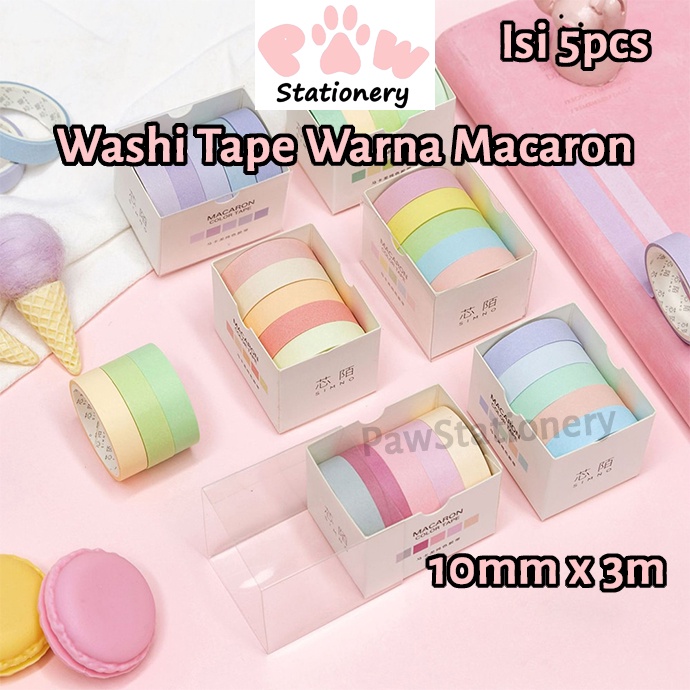 

5pcs Washi Tape Warna Macaron Washi Tape Warna Lucu untuk Dekorasi Scrapbooking Washi Tape Warna Warni Masking Tape Warna Warni