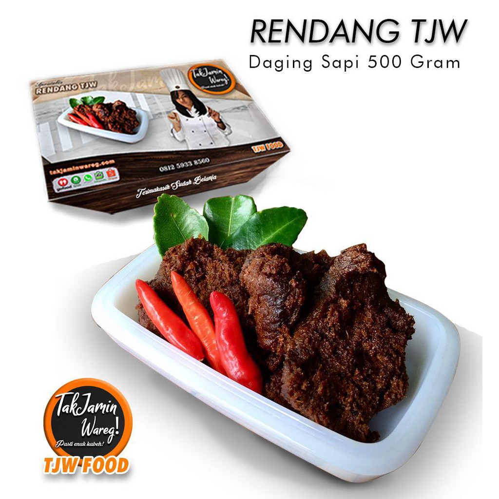 Jual Rendang Daging Sapi Asli Siap Saji Enak Lezat Sedap Ukuran 500