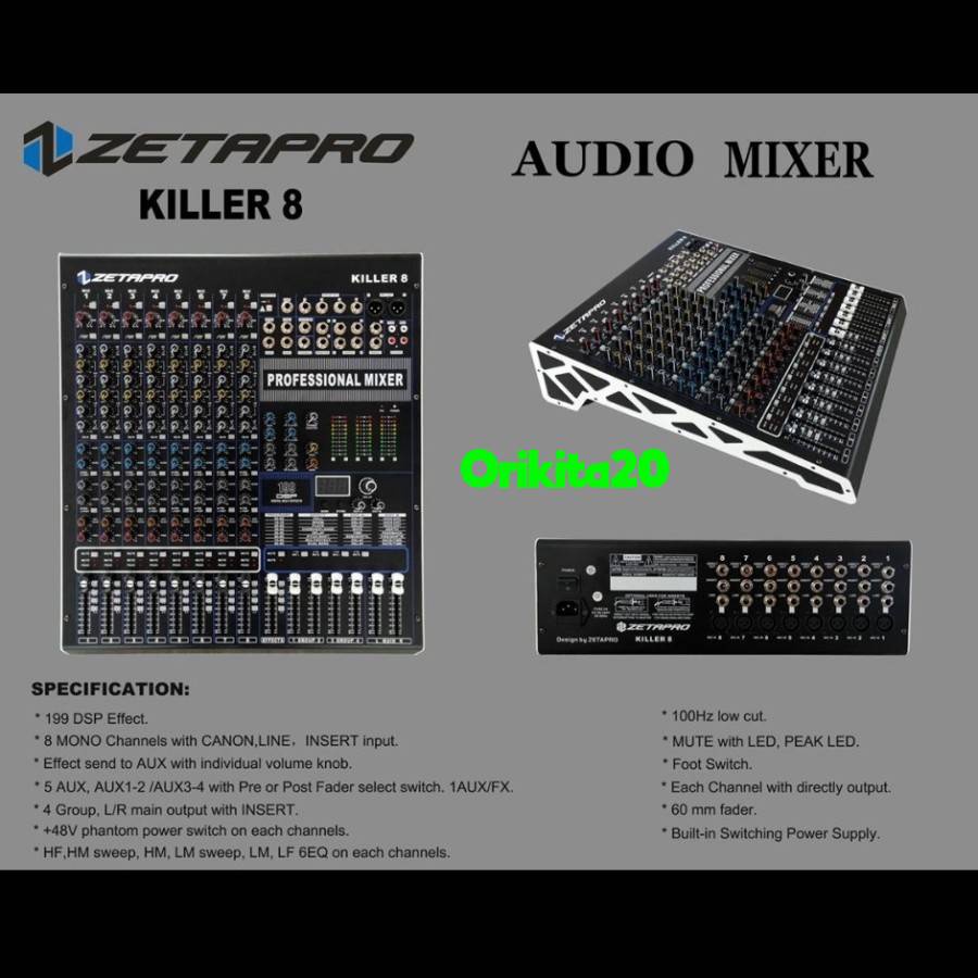 Mixer Zetapro Killer 8 Killer-8 Killer8 8 Channel