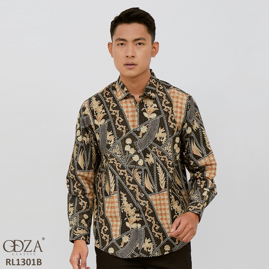 Odza Baju Atasan Pria Batik Lengan Panjang Modern Solo  Regular Fit Dewasa Djongkira