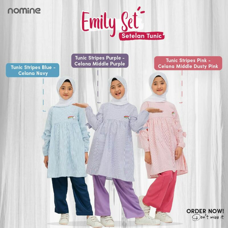 Baju Anak/Setelan Anak Perempuan/Emily Set Tunik/Tunik Anak Perempuan/Setelan Katun/Overall Anak/Nom